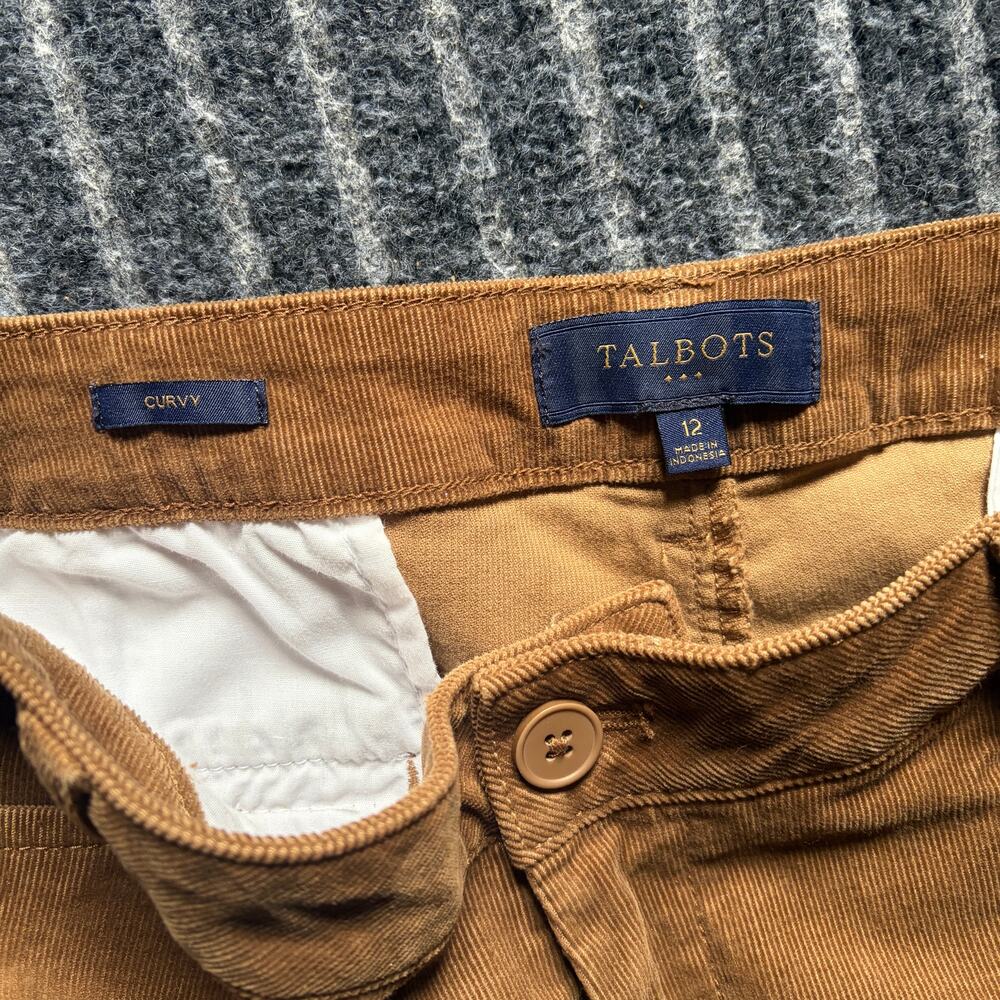 Talbots Straight Leg Stretch Corduroy Pants - Curvy Fit Brown Corduroy Size 12 - Picture 7 of 8